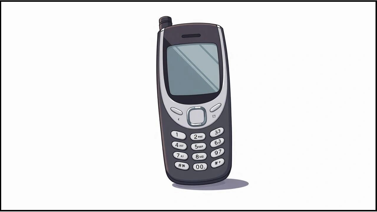 A retro Nokia 3310 phone, representing the simple, non-addictive pre-smartphone era.