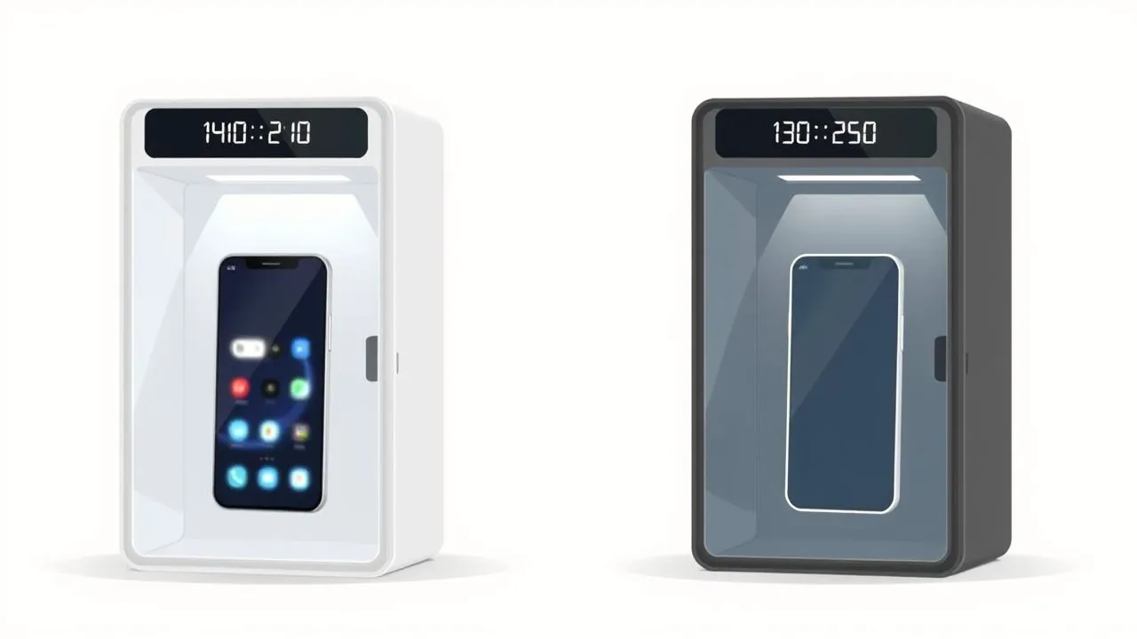 Opaque and transparent phone lock box timers comparison