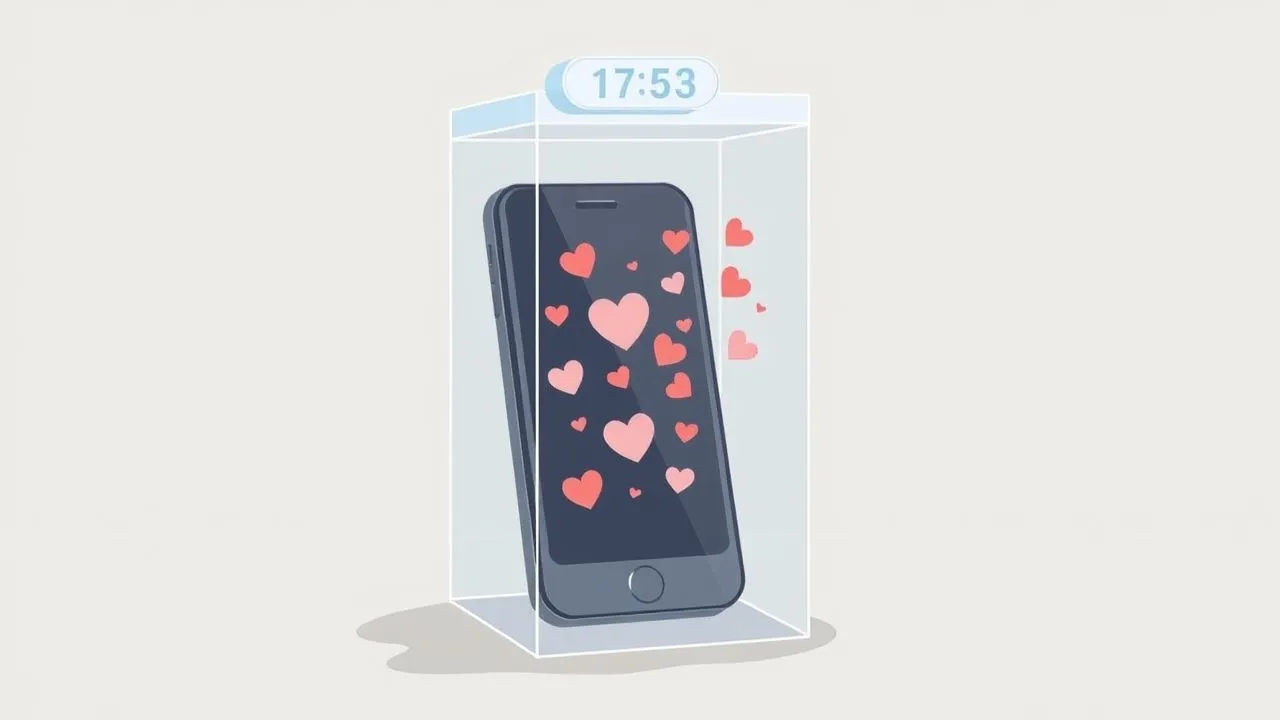 A smartphone secured inside a phone lock box with the timer set, representing a commitment to a digital detox.