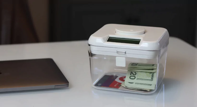 mini KSafe lock box on the tabel