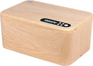 The large ySky Safe Timed Lock Box with a woodgrain finish, capable of holding multiple devices.